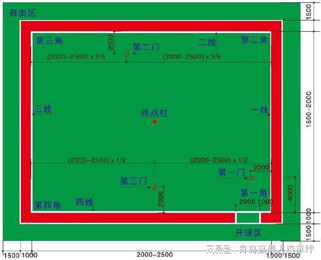 天博官网人造草坪门球场标准尺寸科普：尺寸详解(图3)